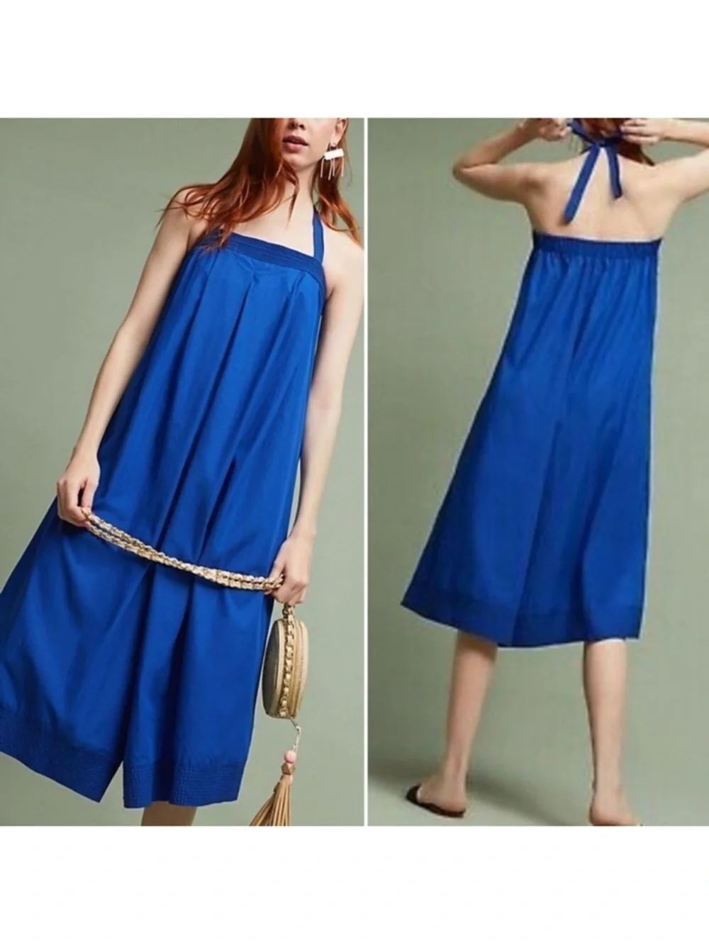 NWOT Anthropologie HEI HEI Blue Sunward Wide Leg Jumpsuit S